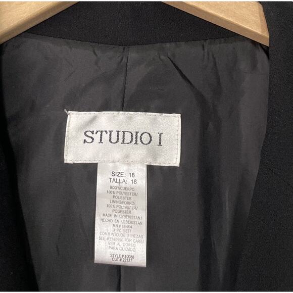 Studio I Longline Blazer Size 18 Black Jacket Office Event Goth Classic Evening - Picture 8 of 14